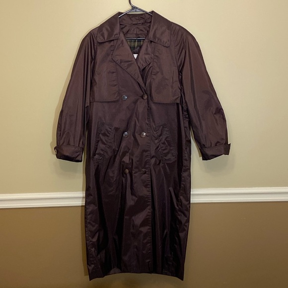 British Mist All Weather Duster Trench Coat Metallic Dk Brown Zip in Lin… - Picture 1 of 11